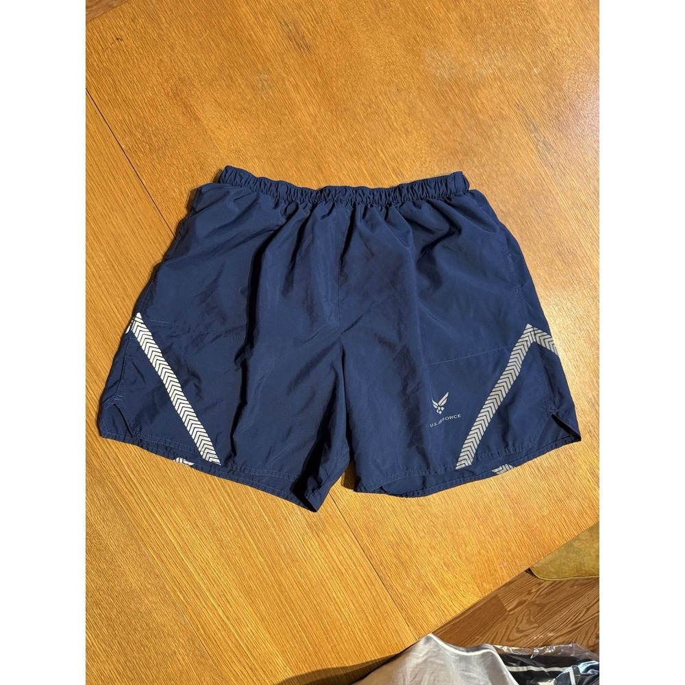 US Air Force PT Running Shorts Medium Blue Reflective APFU IPFU Lined 6" Inseam